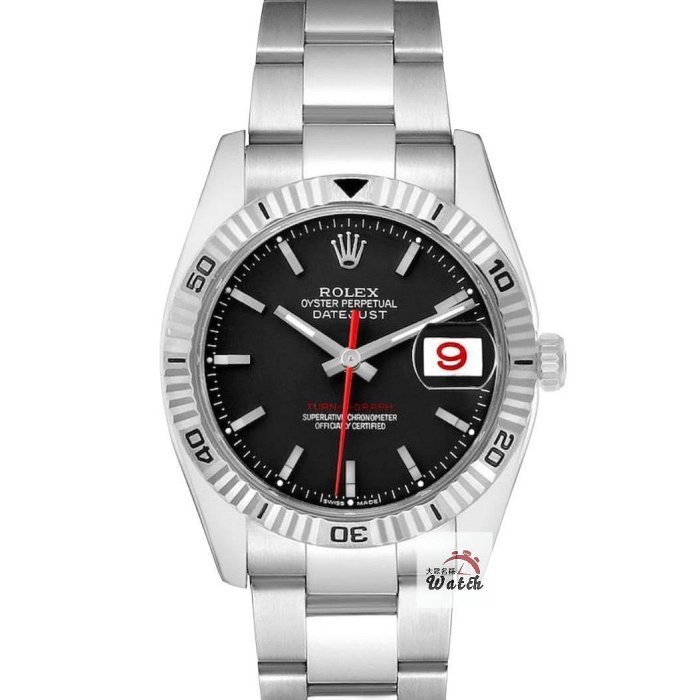 【大眾名錶】ROLEX 勞力士 116264 Datejust 黑面紅針 爬山虎 日期窗 錶徑36mm 大眾名錶G173-0