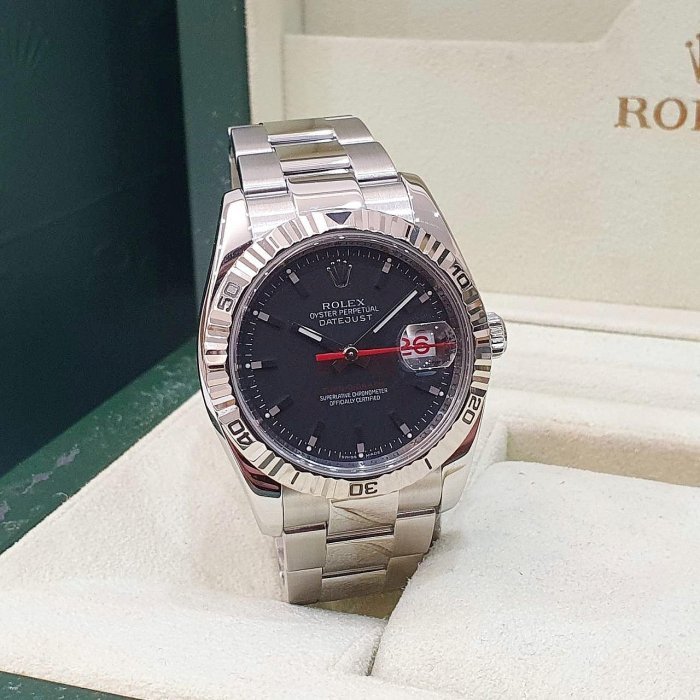 【大眾名錶】ROLEX 勞力士 116264 Datejust 黑面紅針 爬山虎 日期窗 錶徑36mm 大眾名錶G173-1