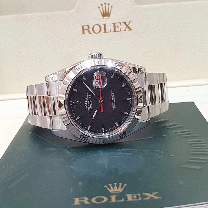 【大眾名錶】ROLEX 勞力士 116264 Datejust 黑面紅針 爬山虎 日期窗 錶徑36mm 大眾名錶G173-4