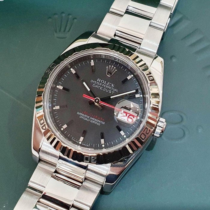 【大眾名錶】ROLEX 勞力士 116264 Datejust 黑面紅針 爬山虎 日期窗 錶徑36mm 大眾名錶G173-8