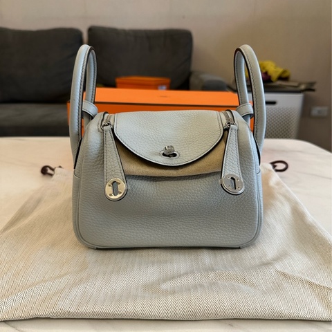 Hermes mini lindy II 聖杯藍 銀扣