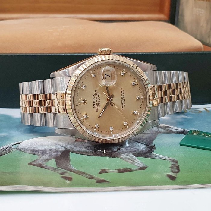 【大眾名錶】ROLEX勞力士 16233 Datejust 蠔式日誌 金十鑽面盤 台灣AD全配件 大眾名錶G195-4