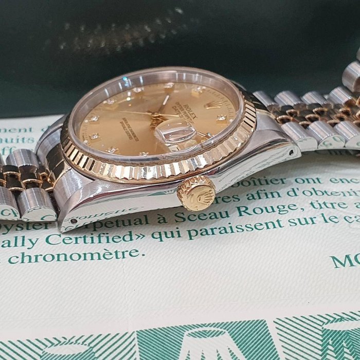 【大眾名錶】ROLEX勞力士 16233 Datejust 蠔式日誌 金十鑽面盤 台灣AD全配件 大眾名錶G195-5