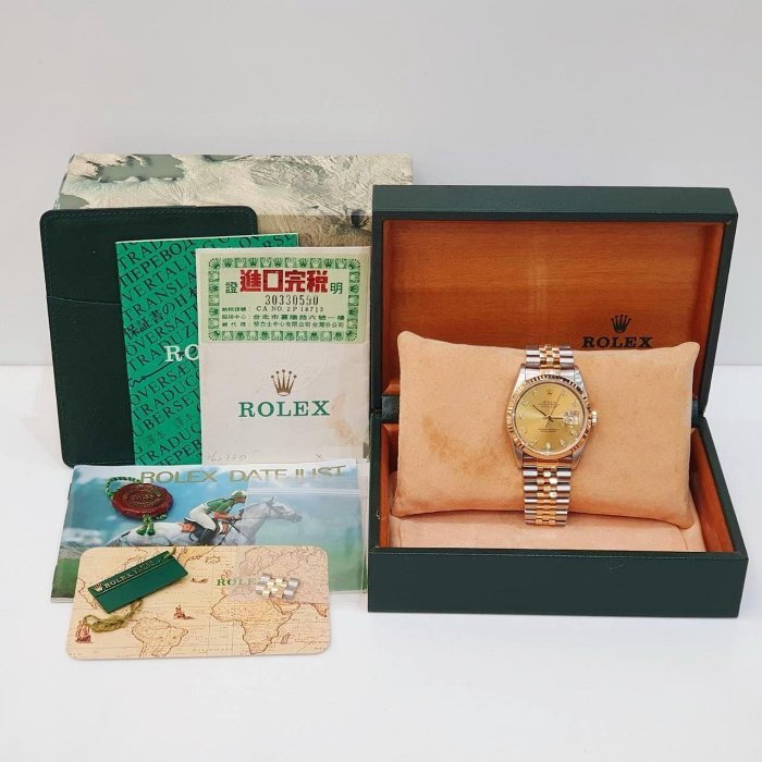 【大眾名錶】ROLEX勞力士 16233 Datejust 蠔式日誌 金十鑽面盤台灣AD 錶徑36mm 大眾名錶G188-9