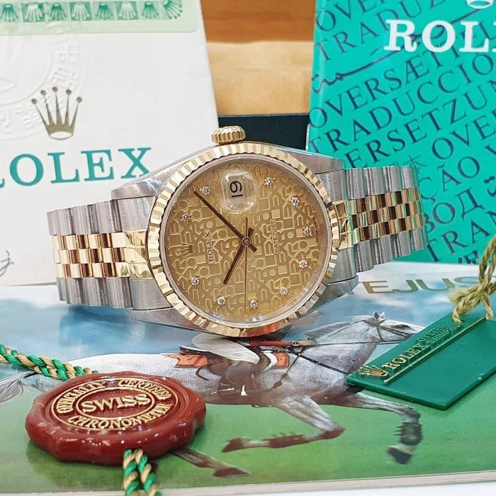 【大眾名錶】ROLEX勞力士 16233 Datejust 蠔式日誌 金十鑽紀念面盤 全配件台灣AD 大眾名錶B1132-4