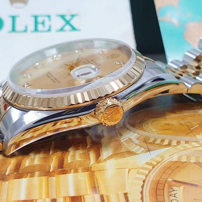 【大眾名錶】ROLEX勞力士 16233 Datejust 蠔式日誌 金色十鑽面盤 全配件 台灣AD 大眾名錶G026-6