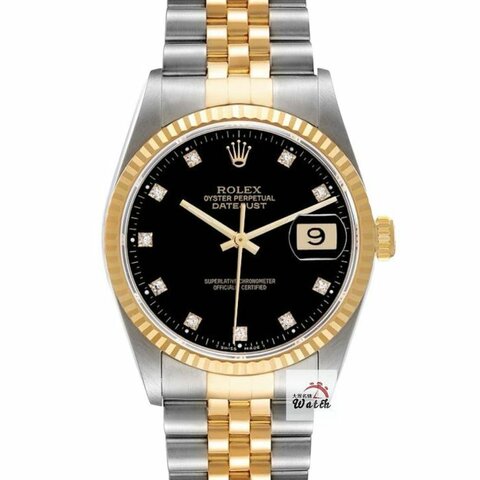 【大眾名錶】ROLEX勞力士 16233 Datejust 蠔式日誌 黑十鑽面 台灣AD 錶徑36mm 大眾名錶G168