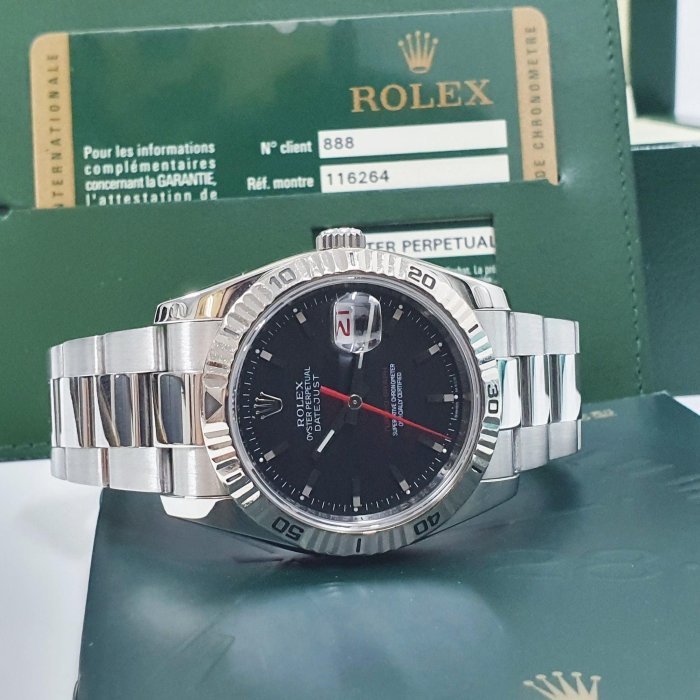 【大眾名錶】ROLEX 勞力士 116264 Datejust 高CP值 爬山虎 黑面紅針 防偽內圈 錶徑36mm 大眾名錶B1069-3