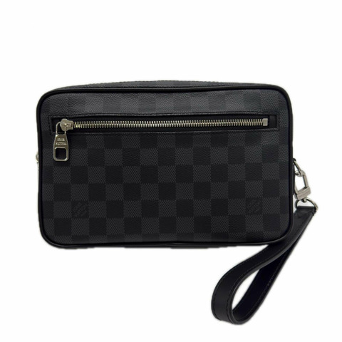 路易威登 Damier Graphite Pochette Kasai N41664 第二件包 黑色灰色塗層帆布 男士