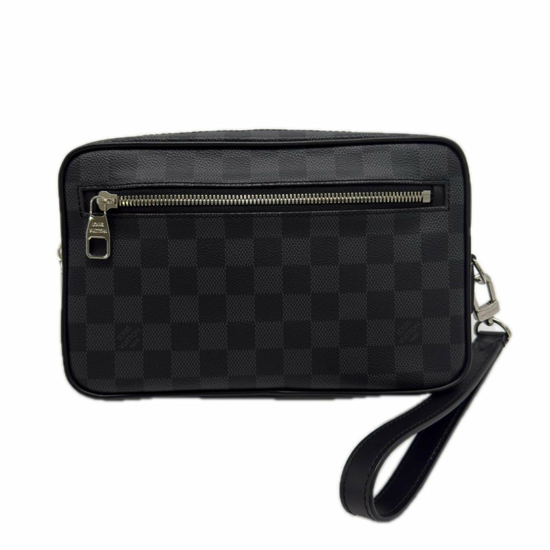 路易威登 Damier Graphite Pochette Kasai N41664 第二件包 黑色灰色塗層帆布 男士-0