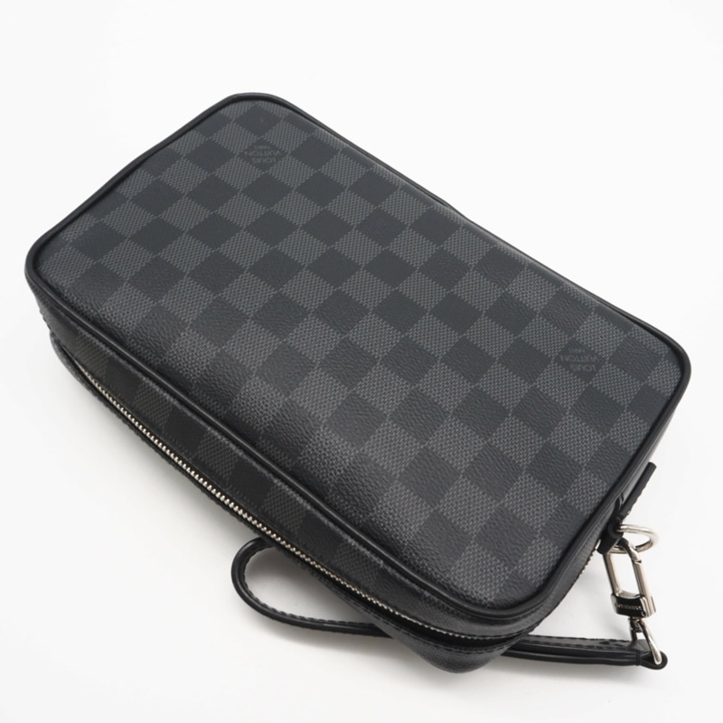 路易威登 Damier Graphite Pochette Kasai N41664 第二件包 黑色灰色塗層帆布 男士-1