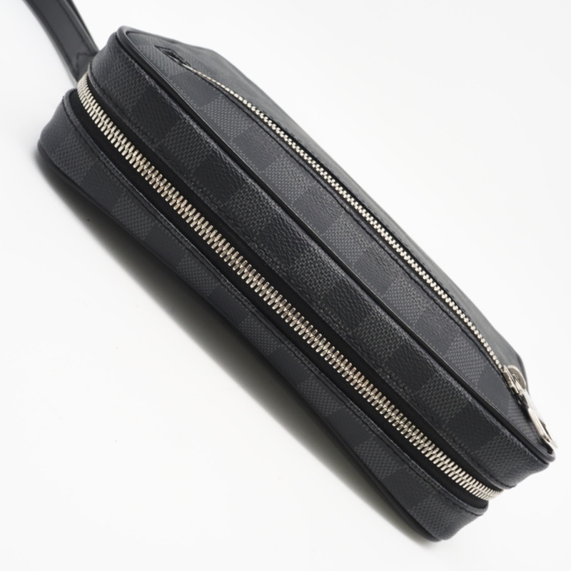 路易威登 Damier Graphite Pochette Kasai N41664 第二件包 黑色灰色塗層帆布 男士-3