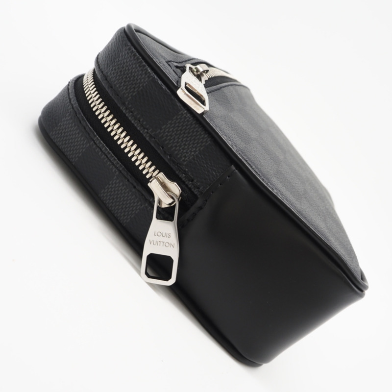 路易威登 Damier Graphite Pochette Kasai N41664 第二件包 黑色灰色塗層帆布 男士-5
