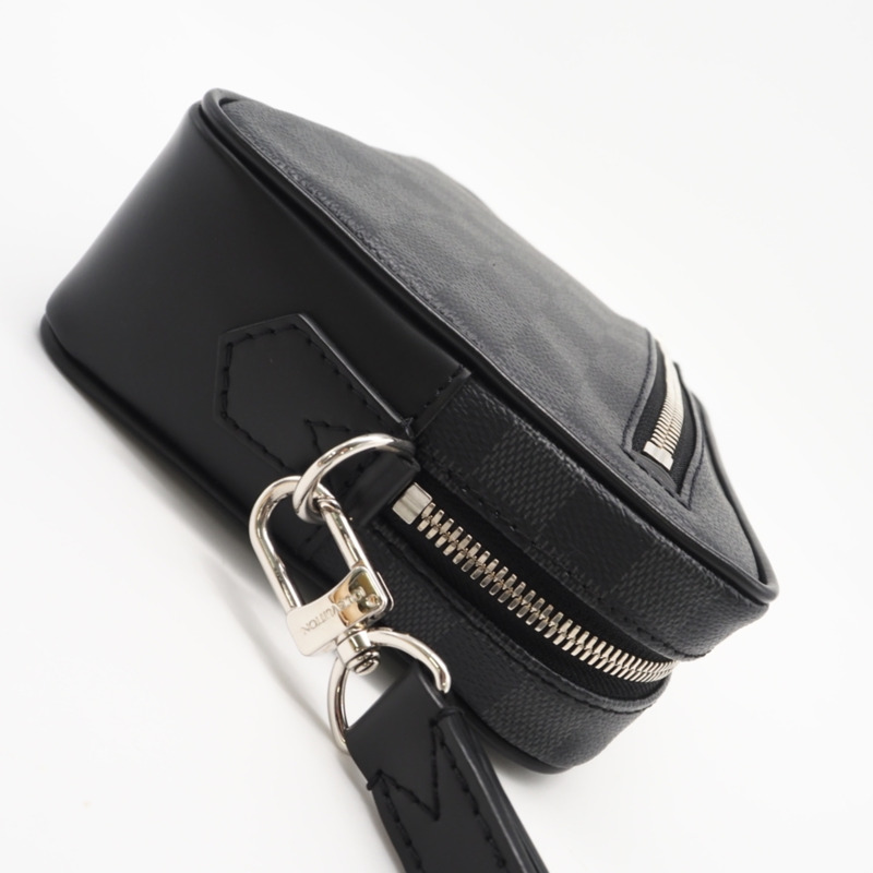 路易威登 Damier Graphite Pochette Kasai N41664 第二件包 黑色灰色塗層帆布 男士-6