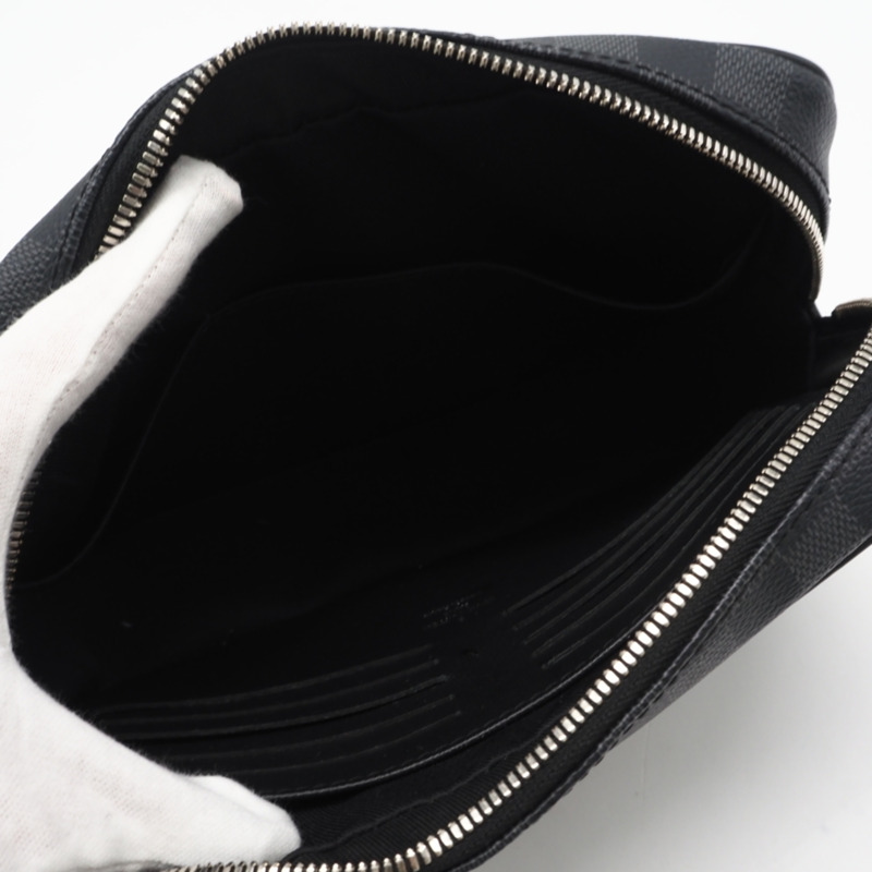 路易威登 Damier Graphite Pochette Kasai N41664 第二件包 黑色灰色塗層帆布 男士-9