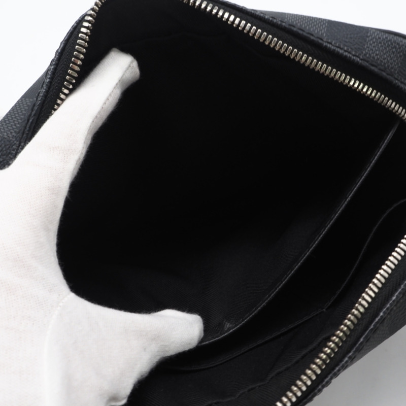 路易威登 Damier Graphite Pochette Kasai N41664 第二件包 黑色灰色塗層帆布 男士-11