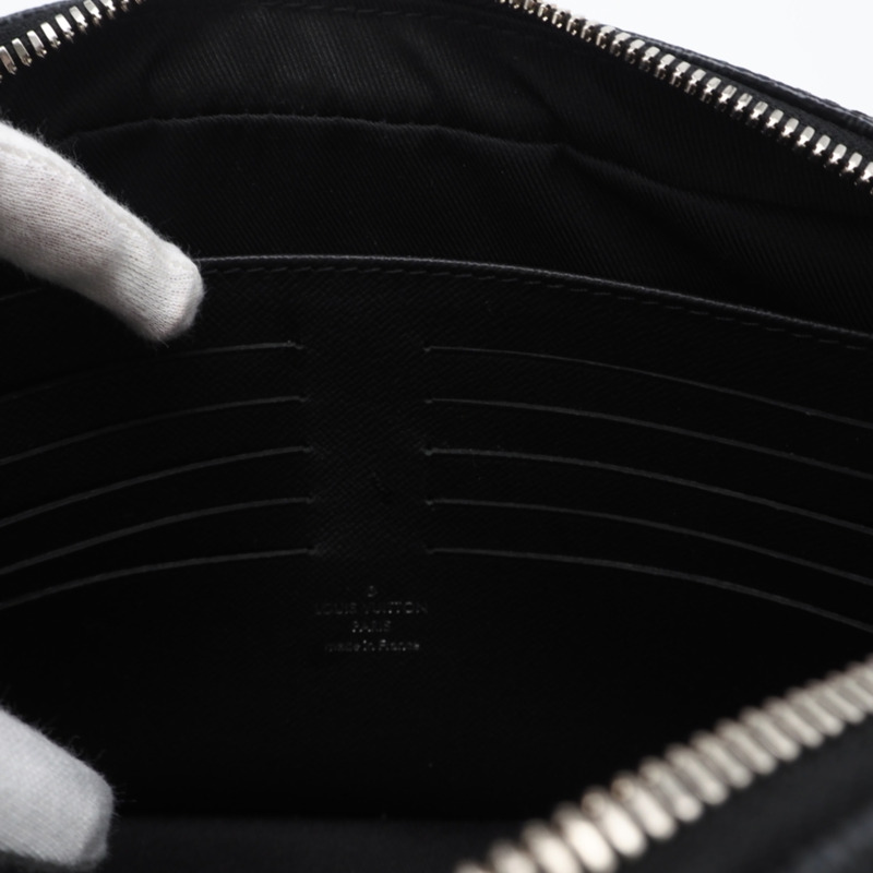 路易威登 Damier Graphite Pochette Kasai N41664 第二件包 黑色灰色塗層帆布 男士-12