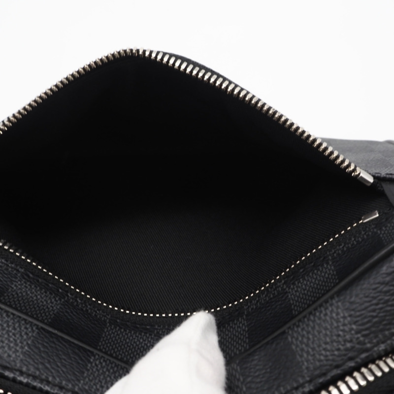 路易威登 Damier Graphite Pochette Kasai N41664 第二件包 黑色灰色塗層帆布 男士-13