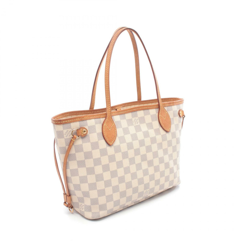 路易威登 Neverfull PM 單肩手提包 N51110 Damier Azur 白色二手女士-1