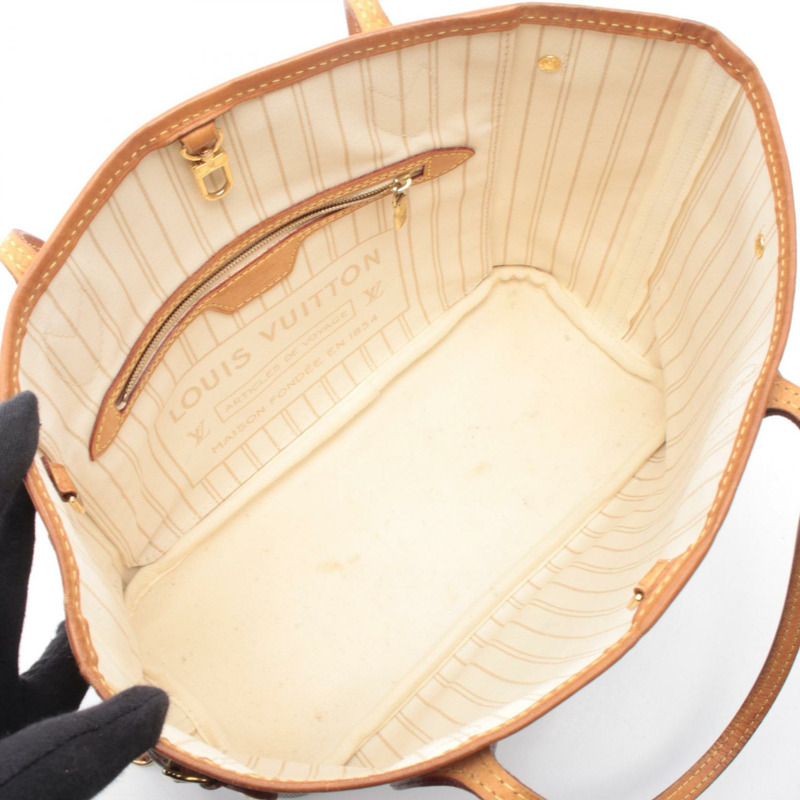 路易威登 Neverfull PM 單肩手提包 N51110 Damier Azur 白色二手女士-2