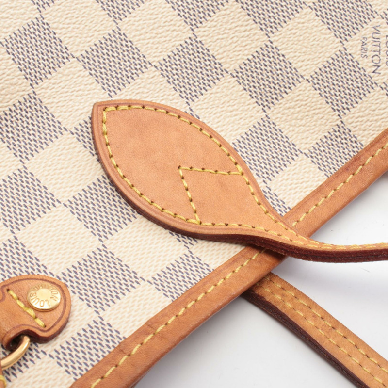 路易威登 Neverfull PM 單肩手提包 N51110 Damier Azur 白色二手女士-8