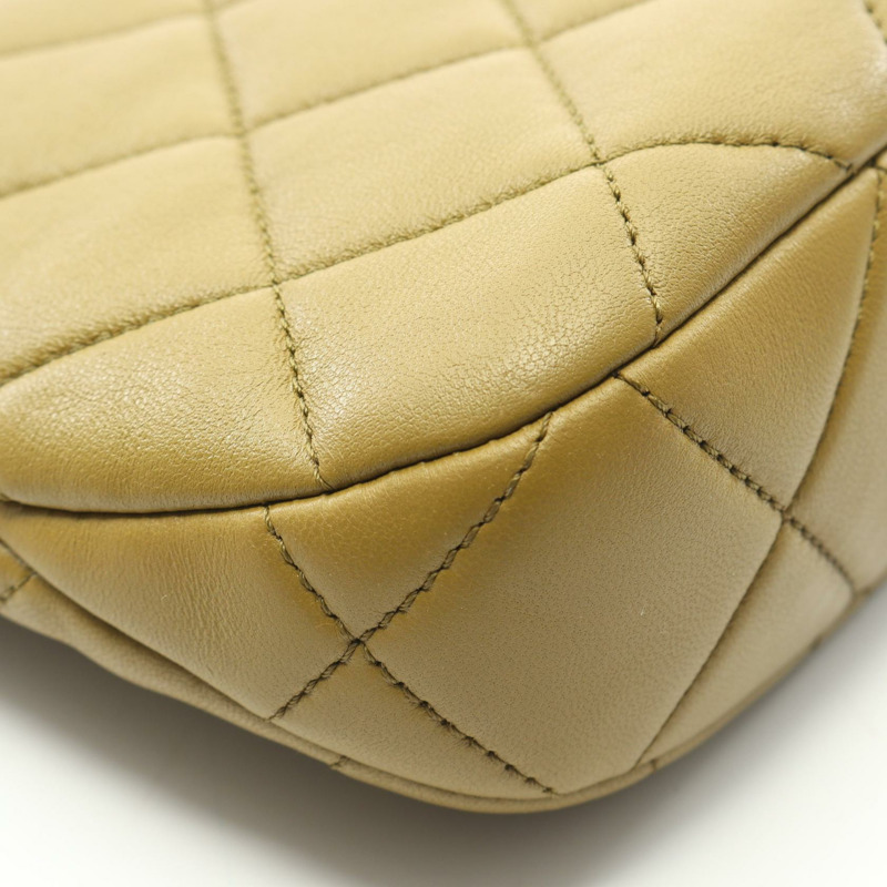 香奈兒 (CHANEL) 小號單肩鏈條包 AS3223 羊皮橄欖綠 二手 女士 金色五金-5