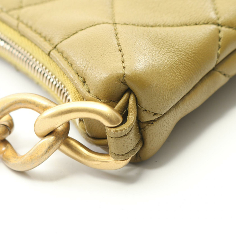 香奈兒 (CHANEL) 小號單肩鏈條包 AS3223 羊皮橄欖綠 二手 女士 金色五金-7