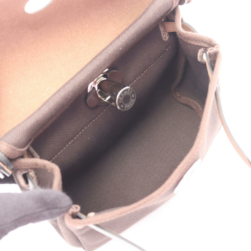 愛馬仕 Herbag Zip 迷你肩斜背包，搭配 Toile H Hunter 皮革和 Ebene SHW 飾邊-2