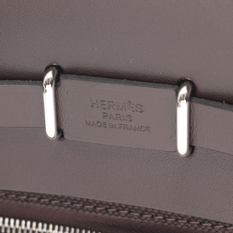 愛馬仕 Herbag Zip 迷你肩斜背包，搭配 Toile H Hunter 皮革和 Ebene SHW 飾邊-3