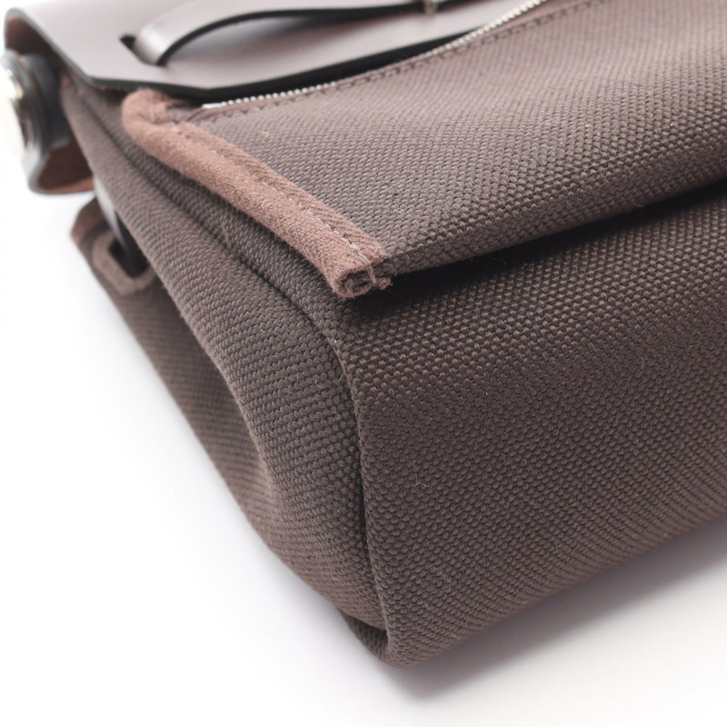 愛馬仕 Herbag Zip 迷你肩斜背包，搭配 Toile H Hunter 皮革和 Ebene SHW 飾邊-5