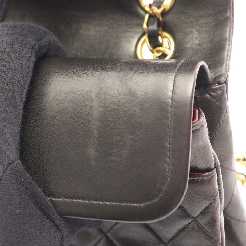 香奈兒 (CHANEL) Matelasse W 翻蓋鏈條單肩背包 A01112 黑色皮革 GHW 二手 CC-5