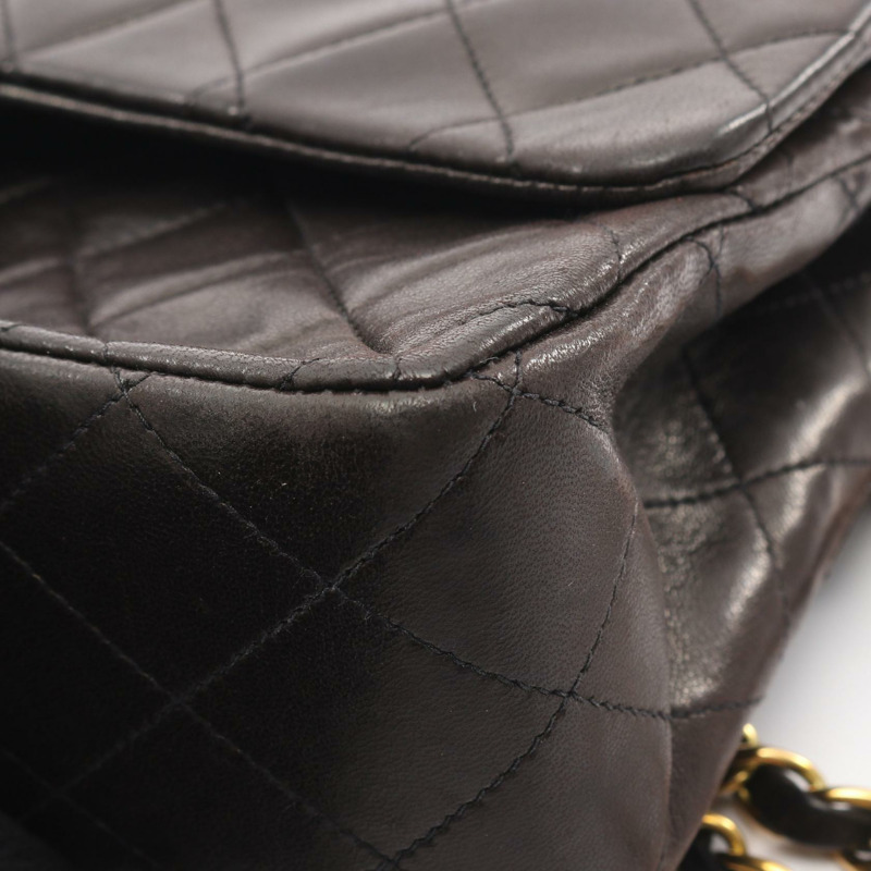 香奈兒 (CHANEL) Matelasse W 翻蓋鏈條單肩背包 A01112 黑色皮革 GHW 二手 CC-8