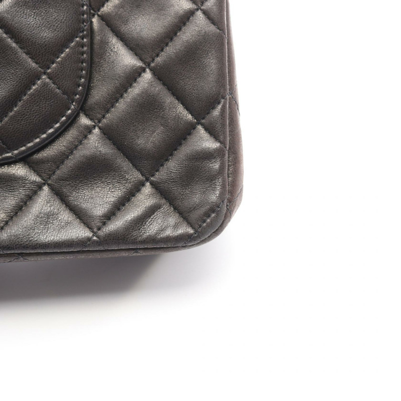 香奈兒 (CHANEL) Matelasse W 翻蓋鏈條單肩背包 A01112 黑色皮革 GHW 二手 CC-9