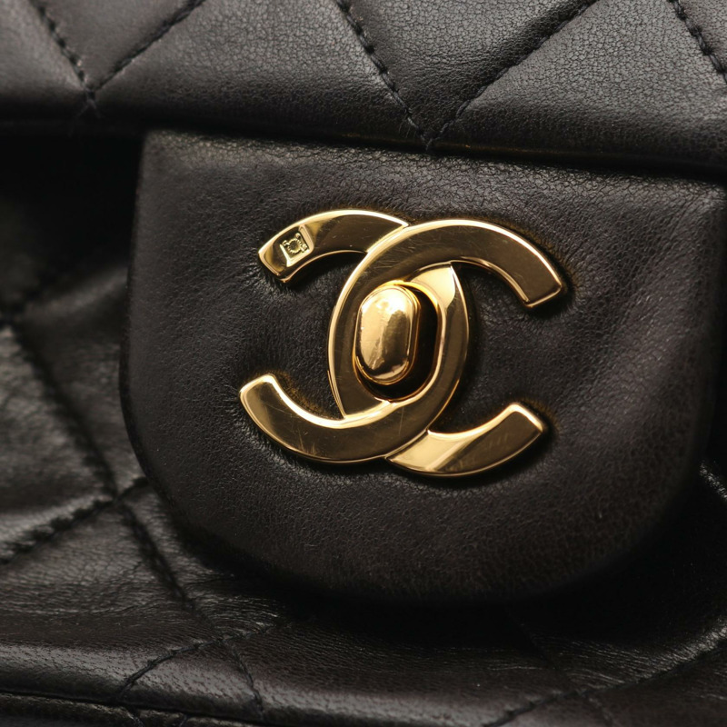 香奈兒 (CHANEL) Matelasse W 翻蓋鏈條單肩背包 A01112 黑色皮革 GHW 二手 CC-11