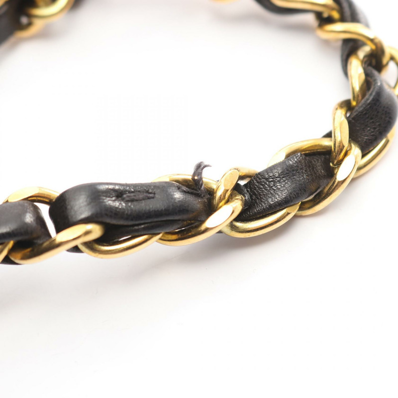 香奈兒 (CHANEL) Matelasse W 翻蓋鏈條單肩背包 A01112 黑色皮革 GHW 二手 CC-12