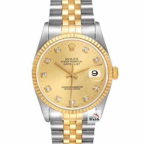 【大眾名錶】ROLEX 勞力士 16233 Datejust 蠔式日誌 金十鑽面盤 新包台 台灣公司貨 大眾名錶G141