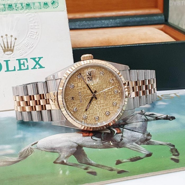 【大眾名錶】ROLEX 勞力士 16233 Datejust 蠔式日誌 紀念金十鑽面盤 台灣AD 大眾名錶B1182-4