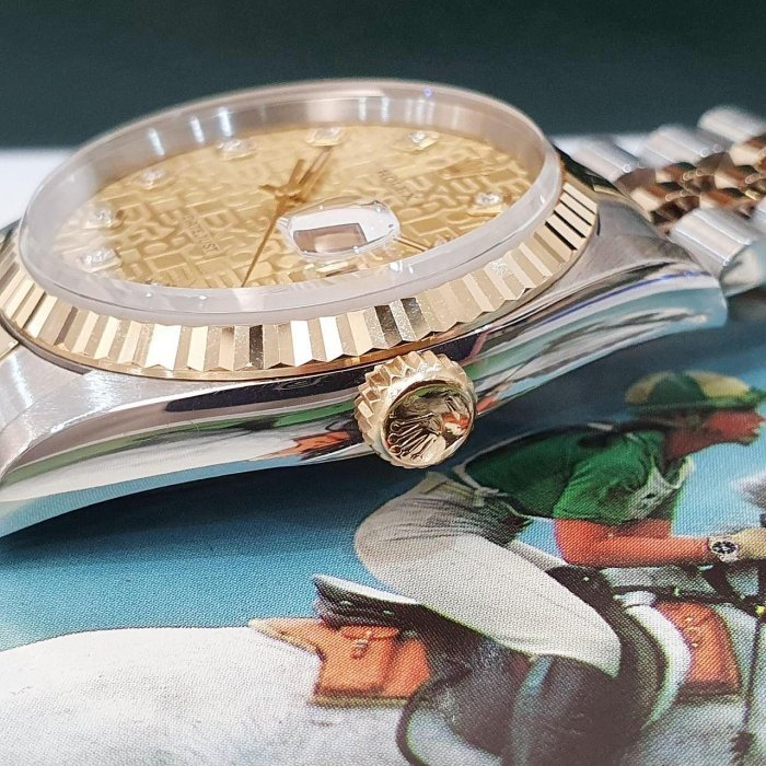 【大眾名錶】ROLEX 勞力士 16233 Datejust 蠔式日誌 紀念金十鑽面盤 台灣AD 大眾名錶B1182-5