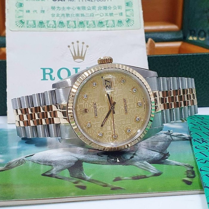 【大眾名錶】ROLEX勞力士 16233 Datejust 蠔式日誌 金十鑽紀念面盤 原面未翻寫 大眾名錶G190-3