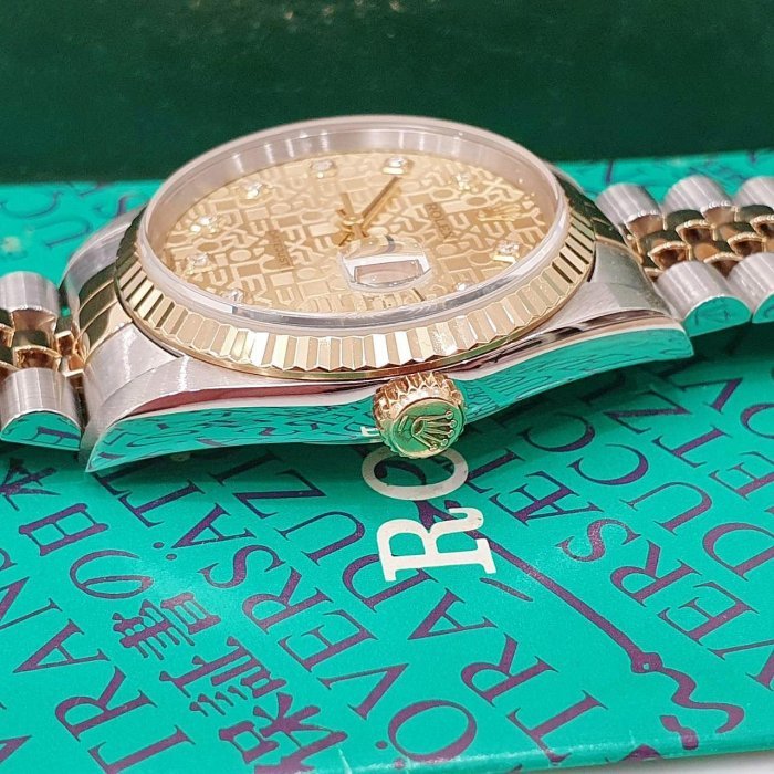 【大眾名錶】ROLEX勞力士 16233 Datejust 蠔式日誌 原廠金十鑽紀念面盤 台灣AD 大眾名錶B980-6