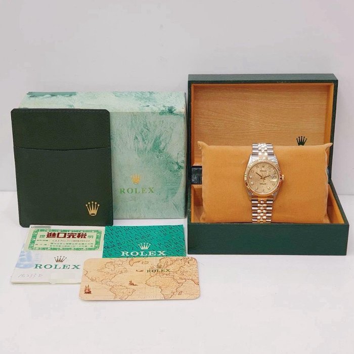 【大眾名錶】ROLEX勞力士 16233 Datejust 蠔式日誌 原廠金十鑽紀念面盤 台灣AD 大眾名錶B980-7