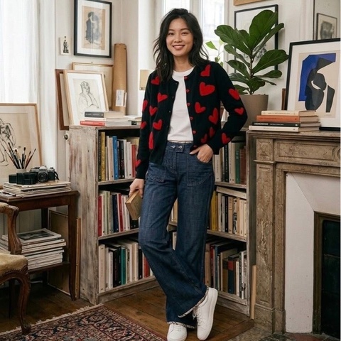 BURBERRY 經典格紋滾邊牛仔長褲