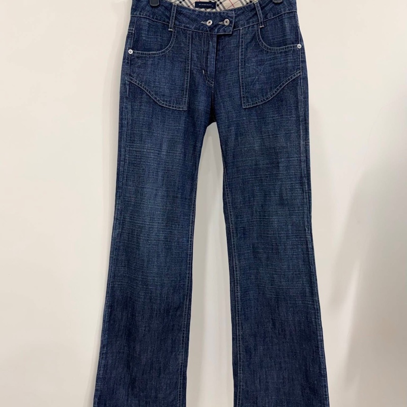 BURBERRY 經典格紋滾邊牛仔長褲-1