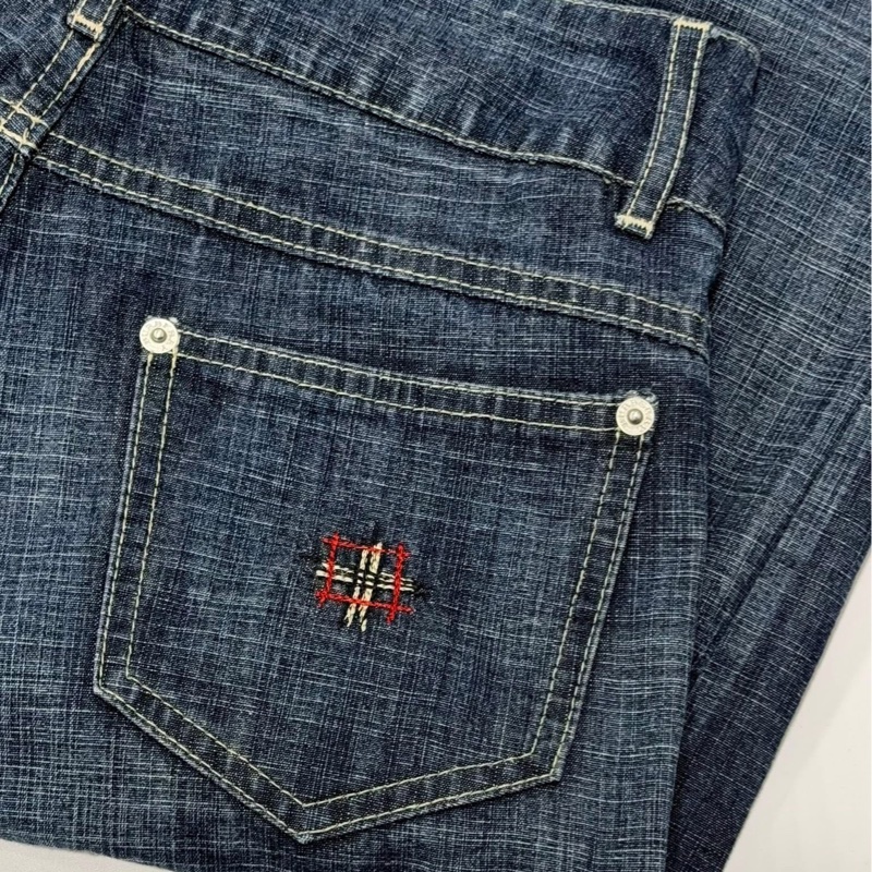 BURBERRY 經典格紋滾邊牛仔長褲-3