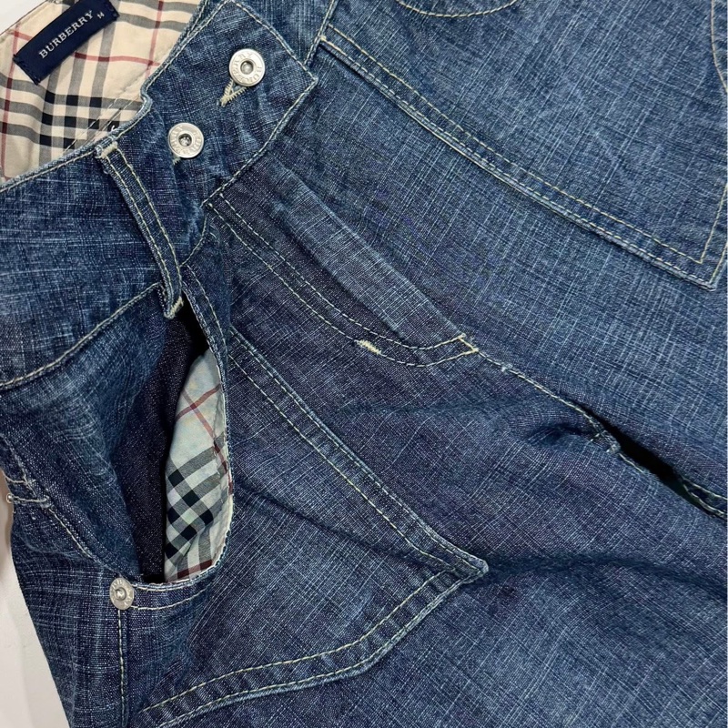 BURBERRY 經典格紋滾邊牛仔長褲-4