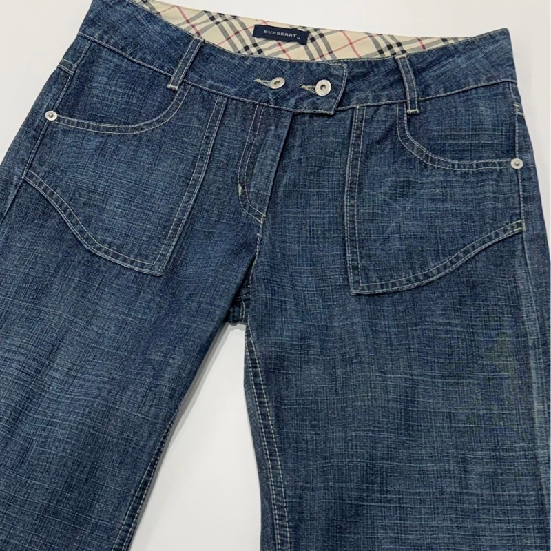 BURBERRY 經典格紋滾邊牛仔長褲-5