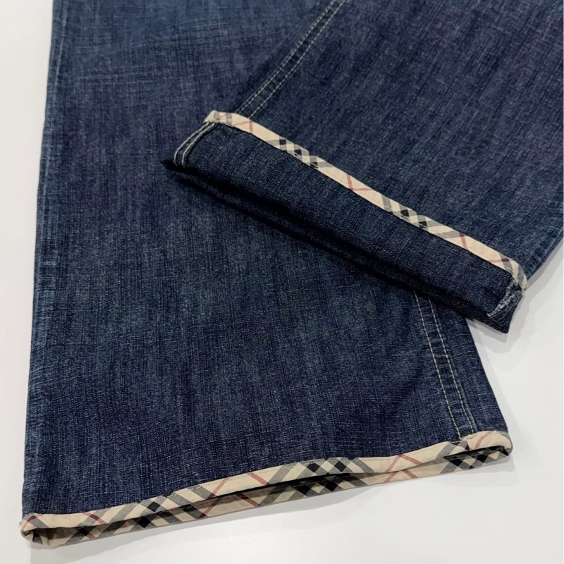 BURBERRY 經典格紋滾邊牛仔長褲-6