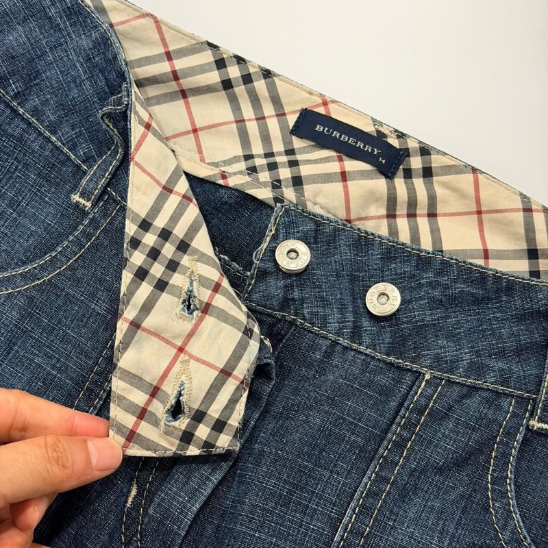 BURBERRY 經典格紋滾邊牛仔長褲-7