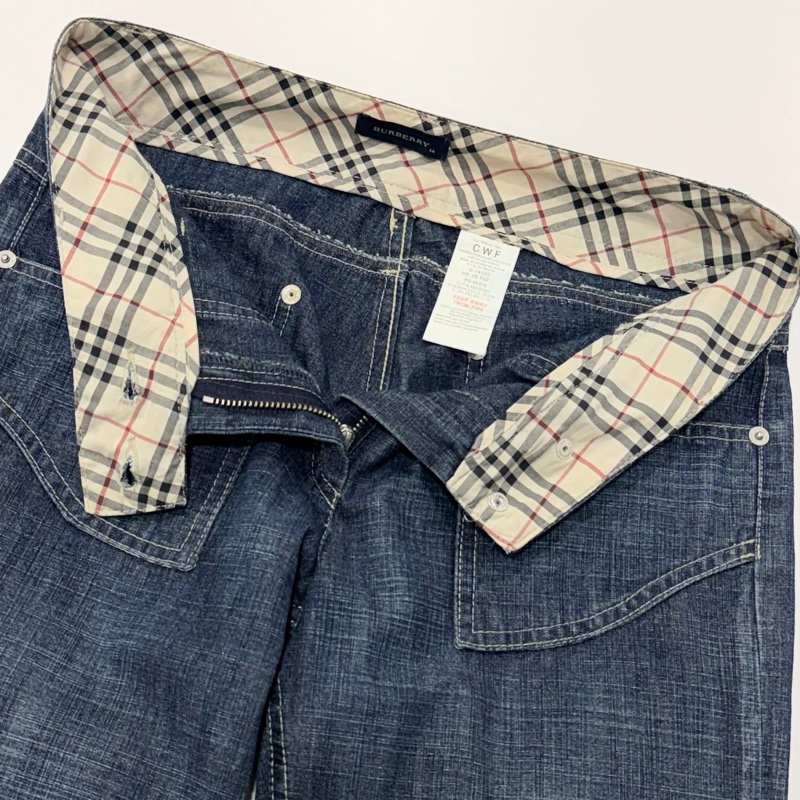 BURBERRY 經典格紋滾邊牛仔長褲-8