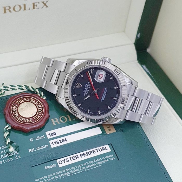 【大眾名錶】 ROLEX 勞力士 116264 Datejust 爬山虎 黑面紅針 2009/02 大眾名錶B820-1